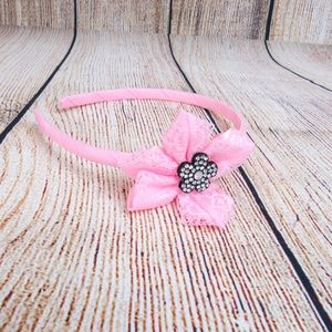 Flower lace girls headband Baby Light Pink